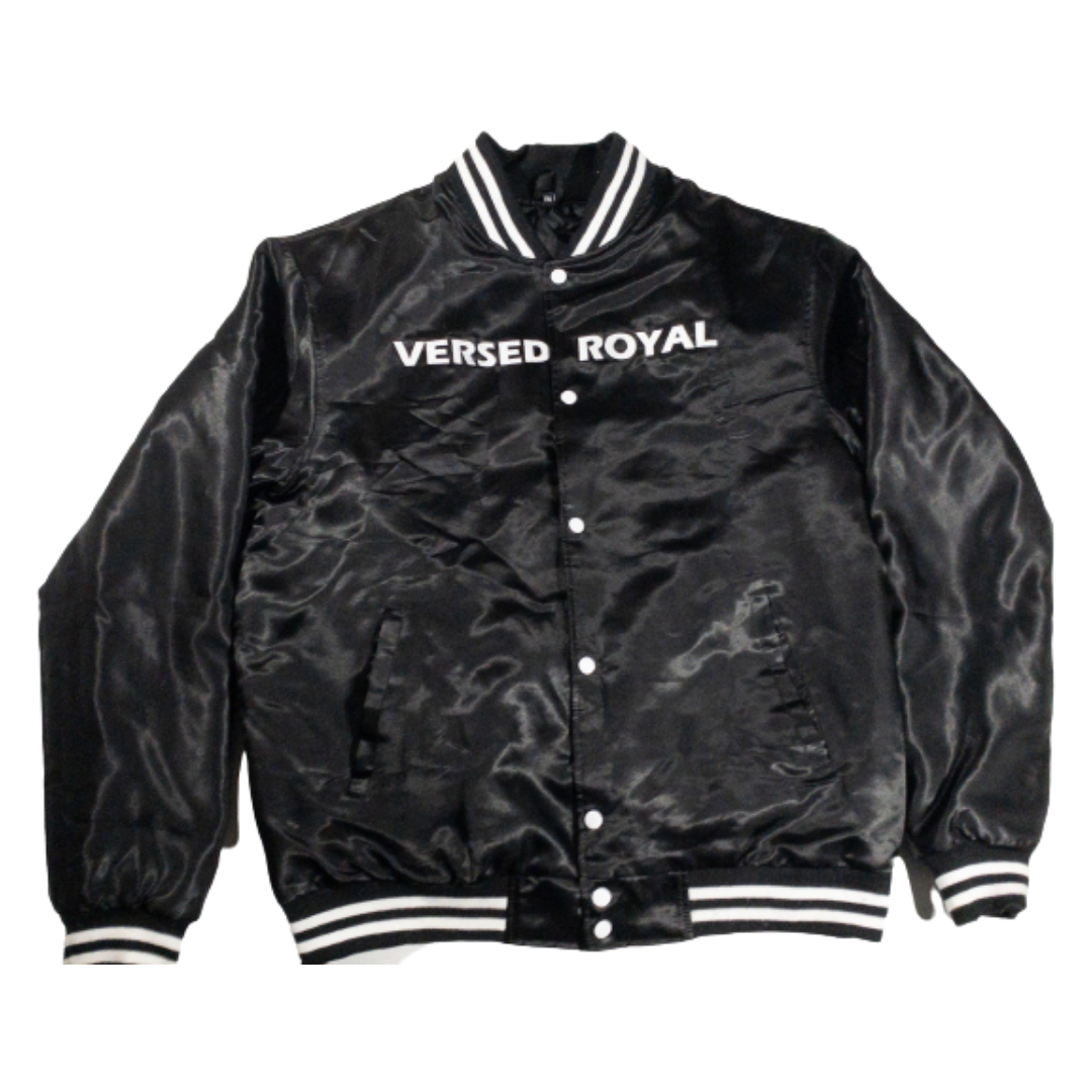 Black Satin Reflective Rose Paw Bomber