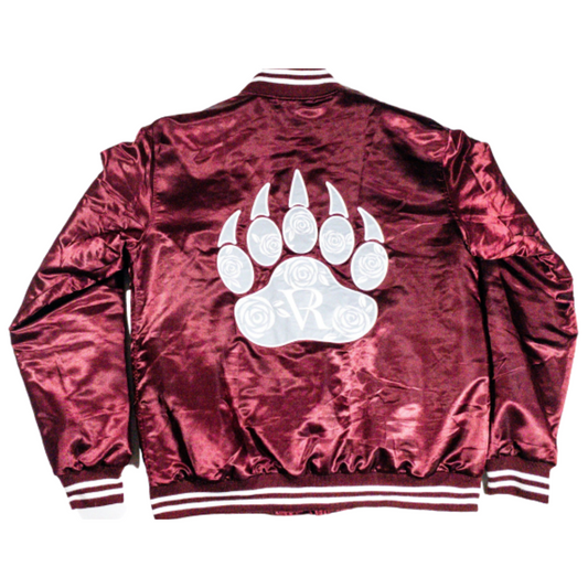 Burgundy Satin Reflective Rose Paw Bomber